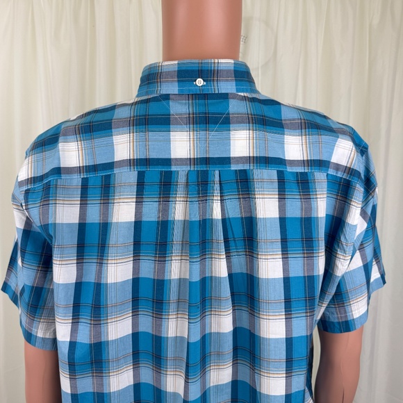 Men's Tommy Hilfiger Classic Fit Short Sleeve Plaid Shirt Blue Size XL - Picture 7 of 10